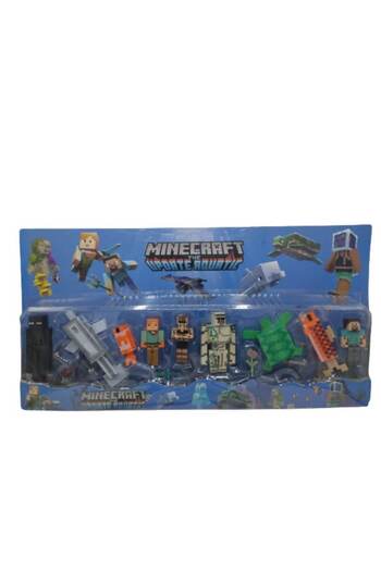 MINECRAFT Set 9 figurines type Minecraft, accessories included, +3 years, blue-red, 56 cm