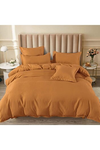 OEM Bed Linen with Elastic 180x200 Junne Camel Dark 6 Pieces (Fine)