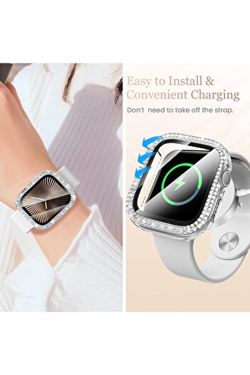 Cool Cold Apple Watch Series 10 & 11 Compatible (46mm) Tempered Glass+Screen Protector Diamond Detailed Case