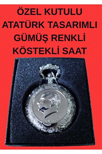 QUARTZ Special Boxed Ataturk Designed Silver Color Chain Watch