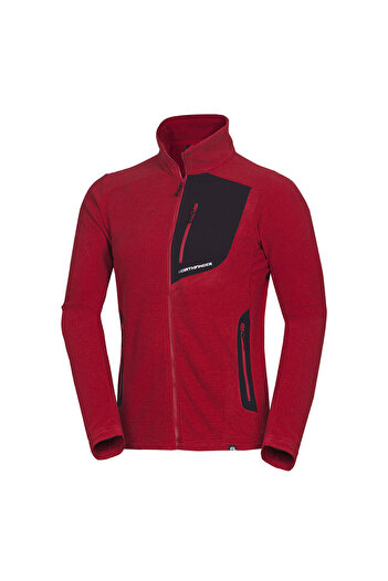 NORTHFINDER Men's trekking melange fleece sweatshirt Bellamy darkred