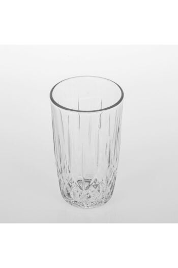 OEM Set of 3 Transparent Glass Glasses "Premium" Relief Pattern Diamonds 540ml