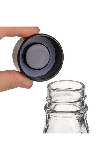 OEM Glass Water Bottle with Cellular Pattern & Metal Lid 0.7lt