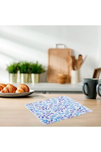 OEM 1-Ply Table Napkins Blue & Blue Leaves 33x33cm - 80pcs