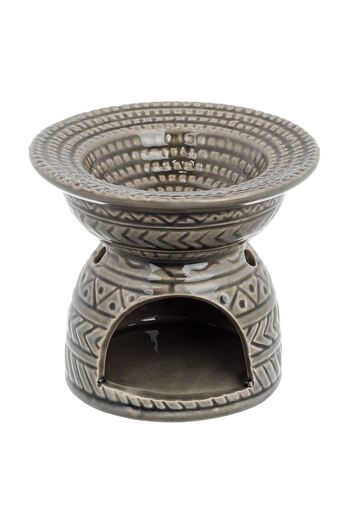 OEM Grey Ceramic Holder with Pattern for Perfumed Oil Ø11x9.5cm