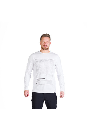 NORTHFINDER Men's long-sleeved cotton T-shirt Henderson white