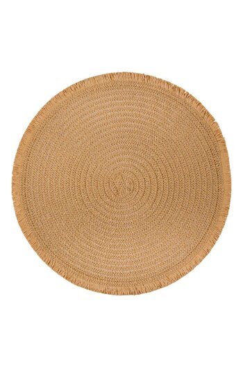 OEM Vera Beige Round Plate Holder with Fringes 38cm
