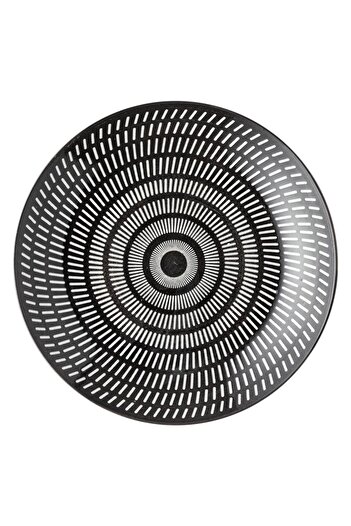 OEM Black Porcelain Plate with White Stripes Ø19cm