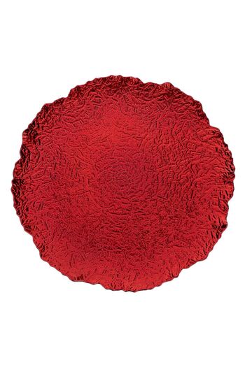 OEM Round Decorative Plastic Christmas Plate Red Embossed Asymmetric Ø33x1.5cm