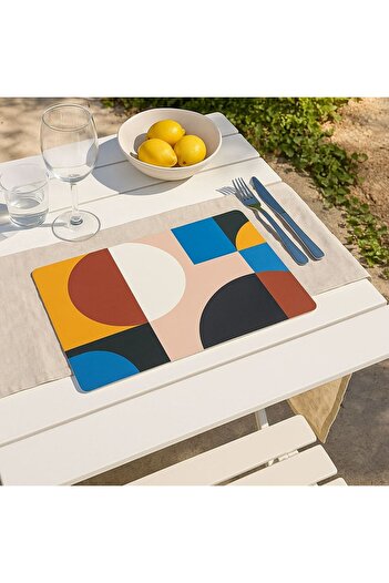 OEM Plastic Plate Holder with Colorful Geometric Shapes Pattern 43.5x28.5cm