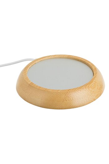 OEM Electric Mug Warmer with USB Cable Silver Beige with Wood Effect 10cm