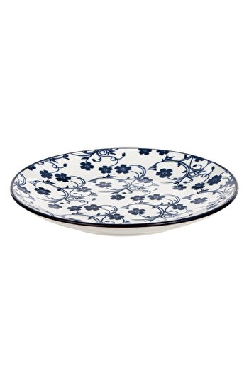 OEM White Porcelain Plate with Blue Flower Pattern for Dessert Ø15cm