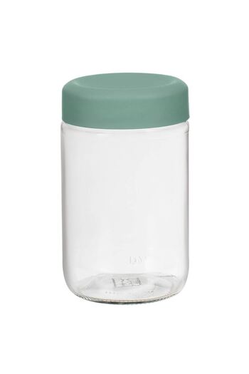 OEM Round Clear Glass Storage Jar with Mint Green Lid 660ml