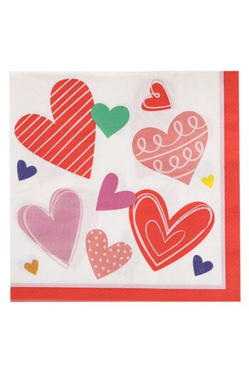 OEM 2-Ply White Hearts Napkins 33x33cm - 20pcs