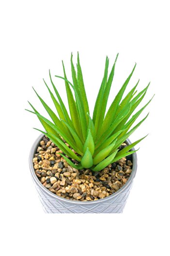 OEM Decorative Ceramic Gray Pot with Artificial Cactus Plant 19cm