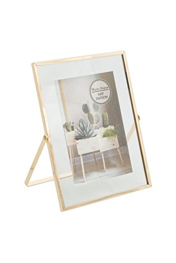 OEM Transparent Metal Decorative Photo Frame Gold Stand 10x15cm