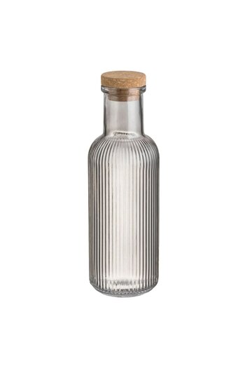OEM Transparent Smoke Bottle with Striped Pattern & Cork Lid for Water 1L