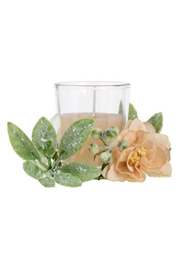 OEM Salmon Candle Set with Flower Wreath & Peach Scent 10x10x7cm
