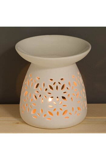 OEM White Ceramic Scented Oil Holder with Pattern Ø11x11cm