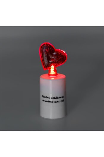 OEM Decorative White Candle with Red Heart LED & Message 5x14cm