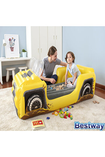 TSUMAB Bestway Inflatable Yellow Car Sofa – Fun Indoor Lounge Seat for Kids