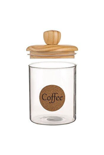 OEM Glass Jar with Wooden Lid "Coffee" 700ml