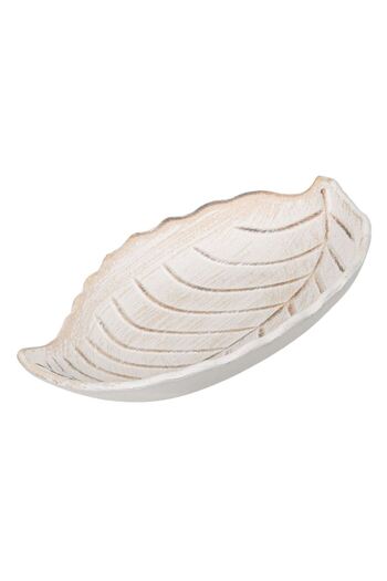 OEM Decorative Wooden Tray Beige Leaf Brushed 18x13x3.5cm