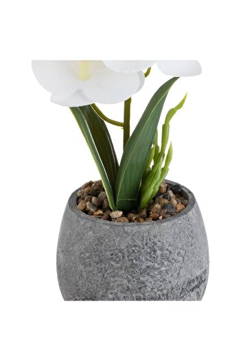 OEM Ghiveci Decorativ Gri Ceramic cu Floare Artificiala Orhidee Alba Ø10x30cm