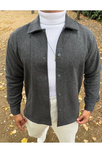 DEFES Men's Oversize Shirt Jacket Shacket Cashmere Seasonal