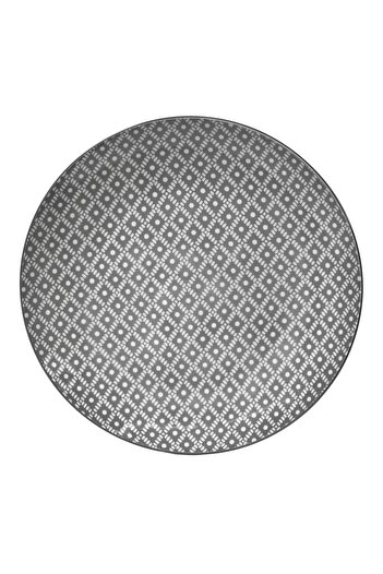 OEM White Porcelain Plate with Gray Pattern Ø26.5cm