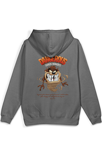 Overoz Tazmanian Devil Tazmanian Devil Back Printed Hooded Oversize Sweatshirt Gray Hoodie H1392