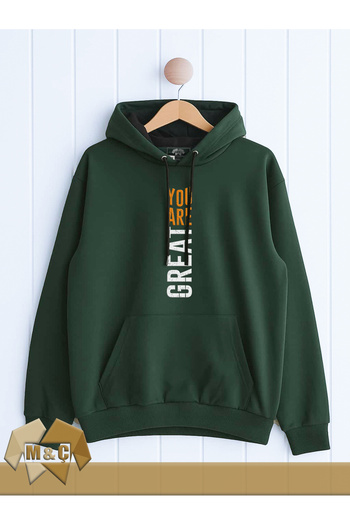 MÇ FAMİLY STORe Men's Hooded Long Sleeve Sweatshirt Seasonal Mç Story Symbolic Design Pocketed Hoodie