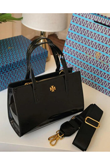 Noname Luxury women's bag similar to Tory Burch in shiny black