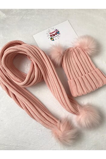 ŞAPKAKİDS Knitwear Scarf Beanie Set