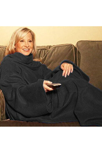 zola Blanket with sleeves, unisex, soft and comfortable, 138x180 cm, black