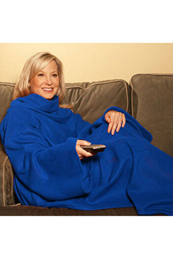 zola Blanket with sleeves, unisex, soft and comfortable, 138x180 cm, blue