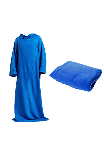 zola Blanket with sleeves, unisex, soft and comfortable, 138x180 cm, blue