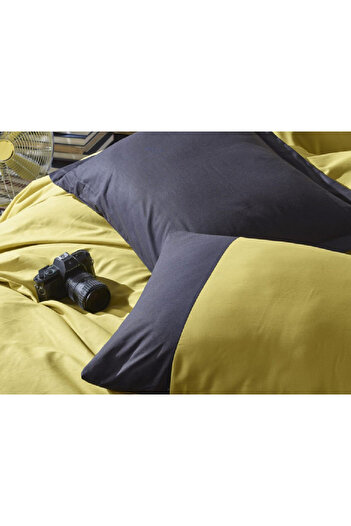 OEM Plain Mustard-Black Bed Linen (100% Cotton)