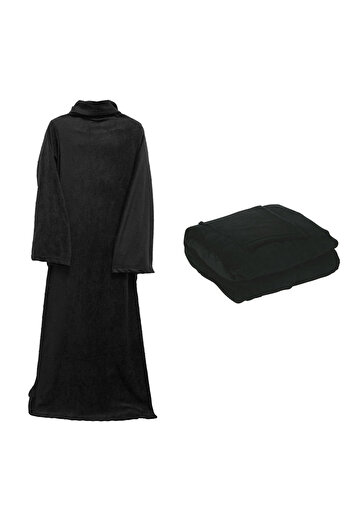 zola Blanket with sleeves, unisex, soft and comfortable, 138x180 cm, black