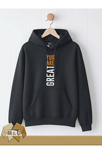 MÇ FAMİLY STORe Men's Hooded Long Sleeve Sweatshirt Seasonal Mç Story Symbolic Design Pocketed Hoodie