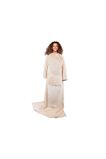 zola Blanket with sleeves, pockets, unisex, soft and comfortable, 140x200, cream