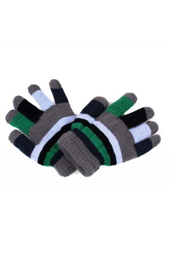 Intisimo Knitted gloves for boys 3-5 years, Green/Grey/White