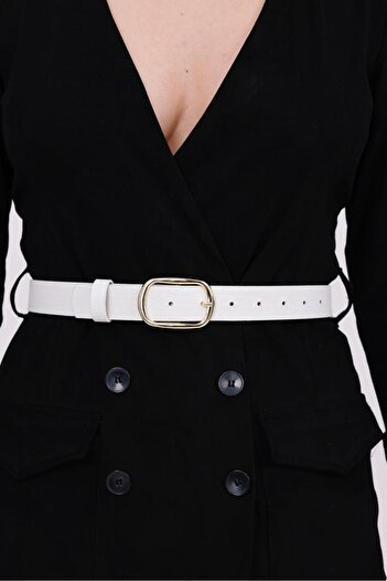 MODAM HİFA Oval Buckle Women's Belt Dress Belt Waist Belt Shirt Belt Trouser Belt