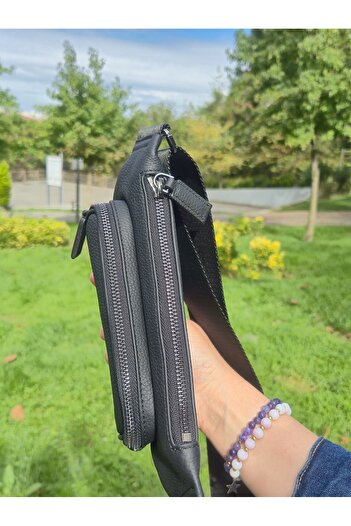 Norvi Leather Genuine Leather Crossbody Bag – Black Crossbody Model 1213