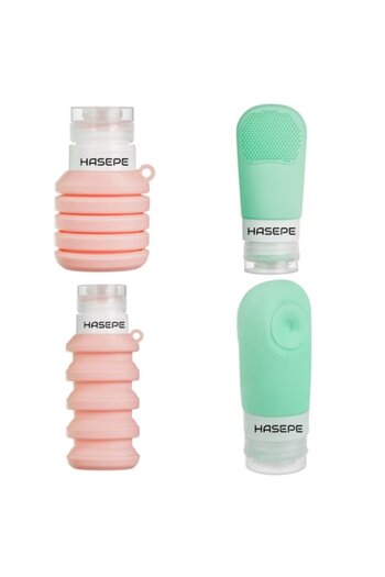 HASEPE Set 2 Travel Bottles 90-100ml Soft Silicone, Travel Size