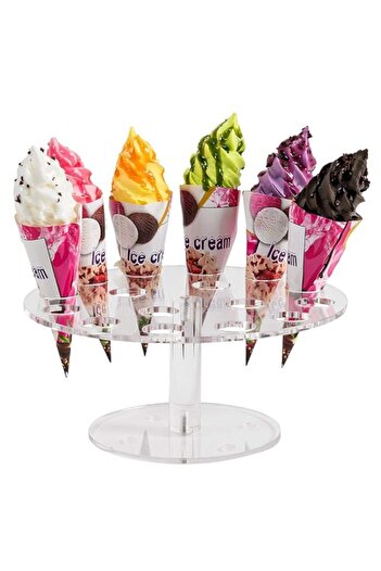 Generic Wedding Clear Acrylic Ice Cream Cone Stand, Sushi Hand roll Stand Holder, Capacity (16)