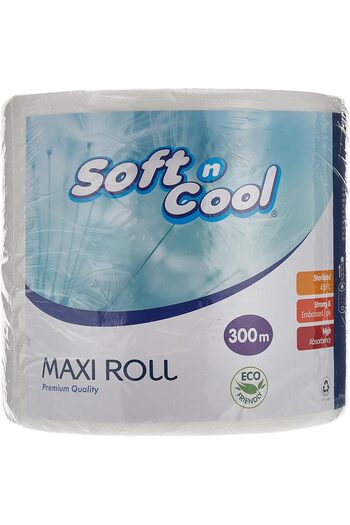 Soft N Cool Embossed Maxi Paper Roll 1Ply 300 Meter