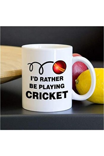 Generic Spoil Your Wall 11oz White Ceramic Coffee Mug – “I’d Rather Be Playing Cricket” Quote Printed Gift