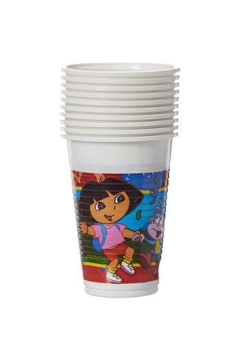 Generic Procos Dora'S Plastic Cups Set Of 10, 200 ml, Multi Color