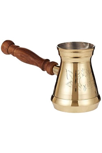 Generic RAJ Turkish Coffee Pot with wooden handle - 5.5 cm, Elegant Gold - BTC003, Arabic, Morroccon, Greek